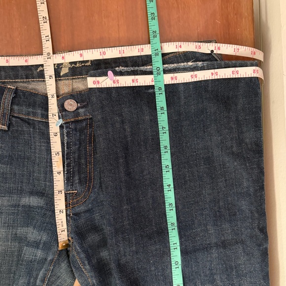 7 For All Mankind, size 30, blue denim jeans w/ pink rhinestones. - Picture 11 of 11